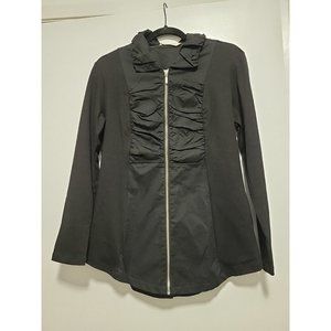 Soft Surroundings Lightweight Jacket Full Zip Ruched Panel Black Small